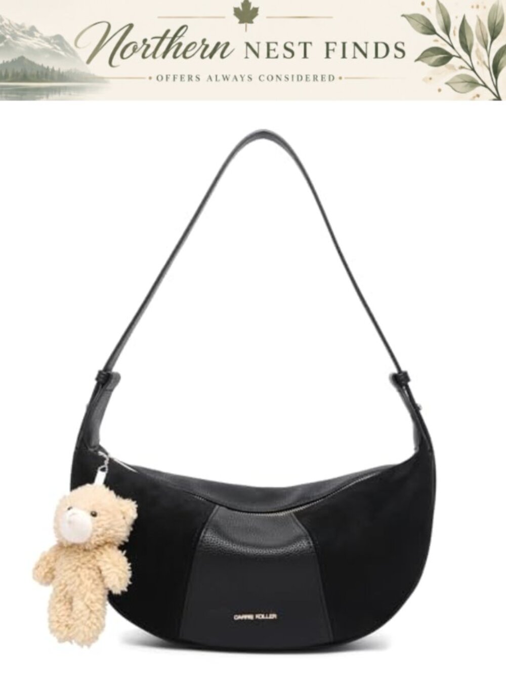 Crescent Half Moon Bag Faux Leather Suede Adjustable Strap Crossbody